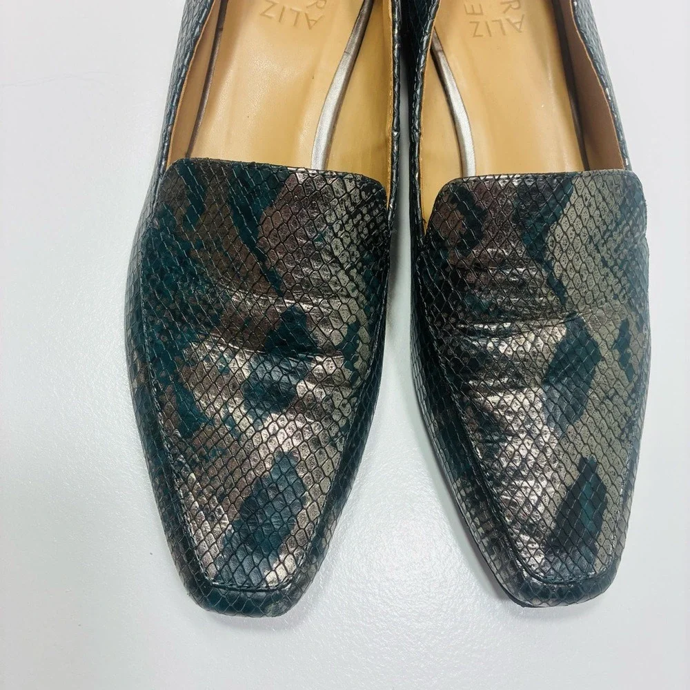 Naturalizer Women Slip-on Loafer 9M Snakeskin Embossed Low Heel Office Career‎